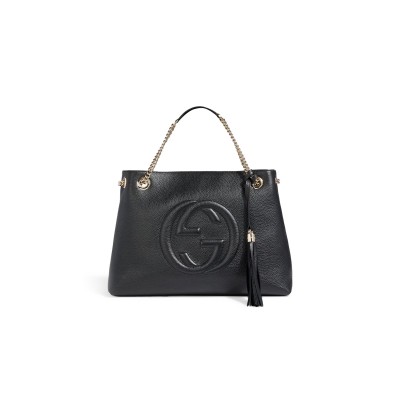 GUCCI SOHO PEBBLED-LEATHER TOTE 308982 (26*15*14.5cm) 